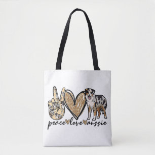 Frieden, Liebe, Aussie, Australischer Schäferhund, Tasche