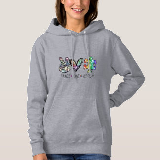 Frieden, Liebe, Autismus Hoodie
