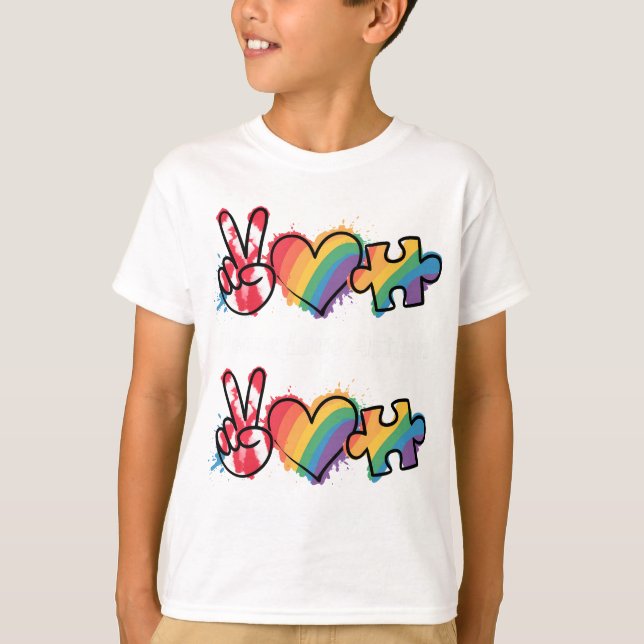 Frieden.Liebe.Autismus  T-Shirt (Vorderseite)