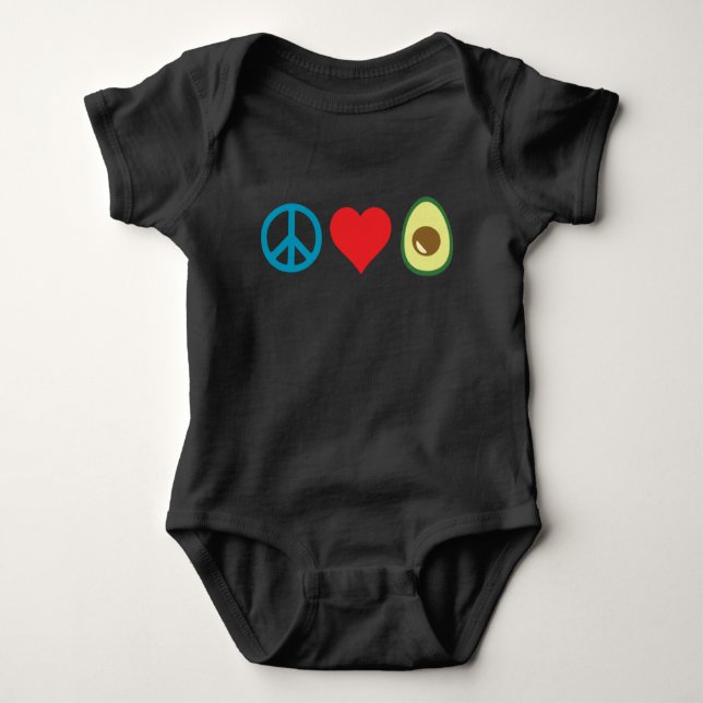 Frieden, Liebe, Avocado Baby Strampler (Vorderseite)