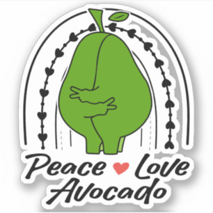 Frieden Liebe Avocado Lustiges Retro Avocado Fruch Aufkleber