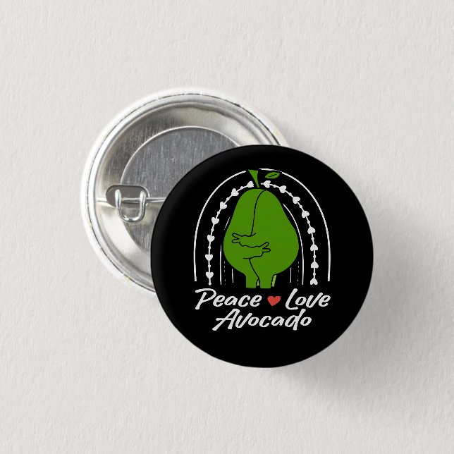 Frieden Liebe Avocado Lustiges Retro Avocado Fruch Button (Vorne & Hinten)
