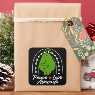 Frieden Liebe Avocado Lustiges Retro Avocado Fruch Quadratischer Aufkleber