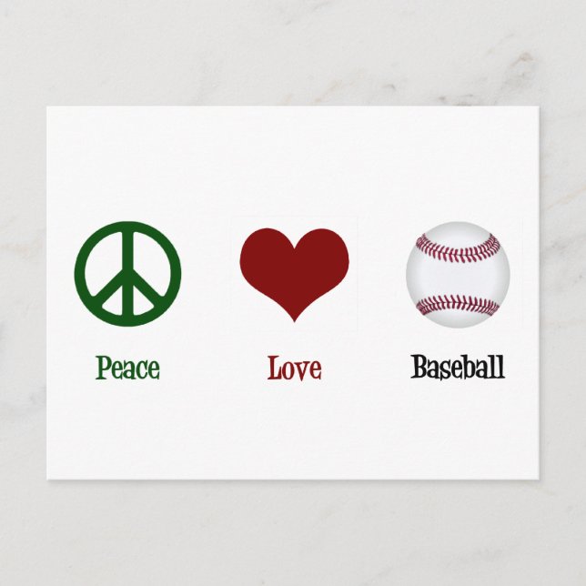 Frieden Liebe Baseball Postkarte (Vorderseite)