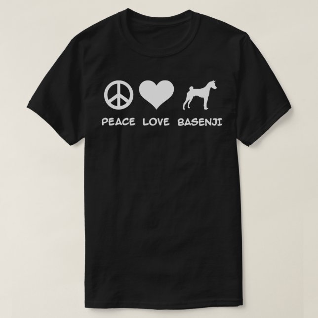Frieden, Liebe, Basenji T-Shirt (Design vorne)