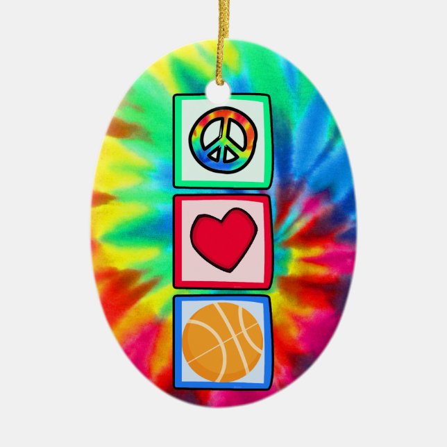 Frieden, Liebe, Basketball Keramik Ornament (Vorne)