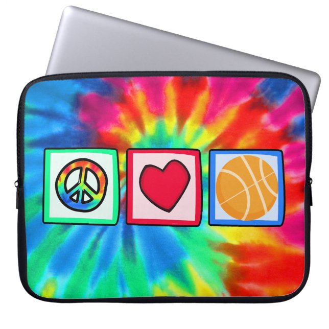 Frieden, Liebe, Basketball Laptopschutzhülle (Vorderseite)