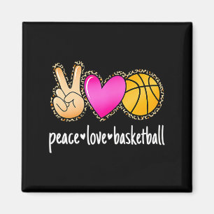 Frieden Liebe Basketball Leoparden-Druck Mädchen F Magnet