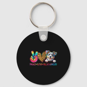 Frieden Liebe Blue Heeler Tie Dye Hunde Liebhaber Schlüsselanhänger