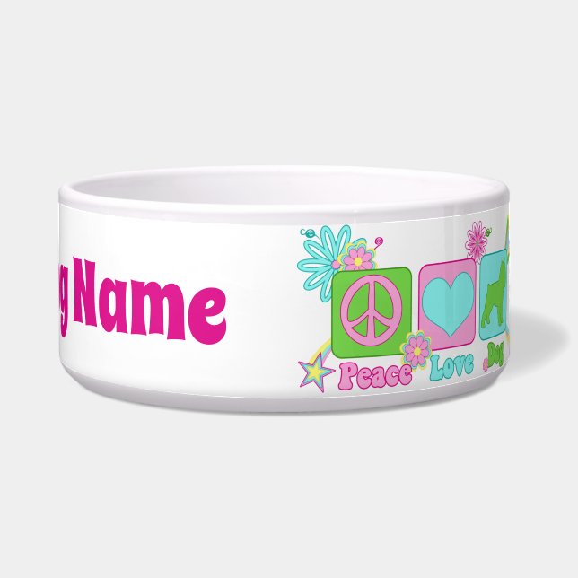 Frieden, Liebe, Brüssel Griffon Napf (Vorderseite)