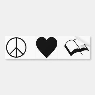 Frieden, Liebe, Bücher/Lesung Autoaufkleber