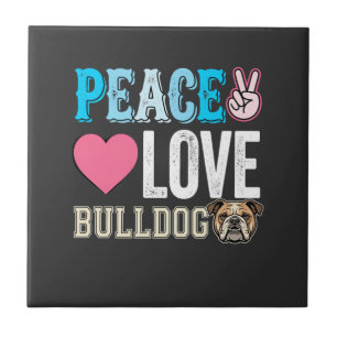 Frieden Liebe Bulldogge Vektor Fliese