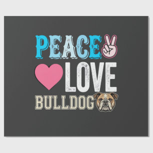 Frieden Liebe Bulldogge Vektor Geschenkpapier