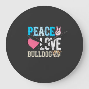 Frieden Liebe Bulldogge Vektor Große Wanduhr