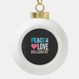 Frieden Liebe Bulldogge Vektor Keramik Kugel-Ornament