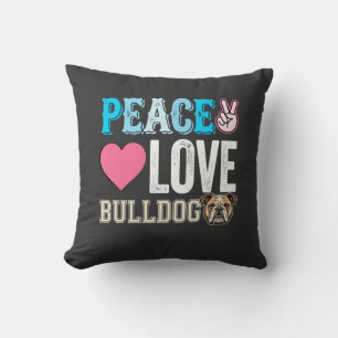 Frieden Liebe Bulldogge Vektor Kissen
