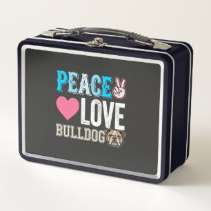 Frieden Liebe Bulldogge Vektor Metall Brotdose