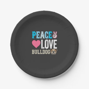 Frieden Liebe Bulldogge Vektor Pappteller