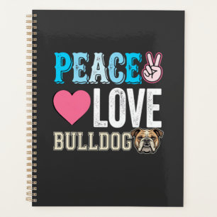 Frieden Liebe Bulldogge Vektor Planer