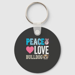 Frieden Liebe Bulldogge Vektor Schlüsselanhänger