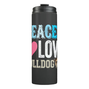 Frieden Liebe Bulldogge Vektor Thermosbecher