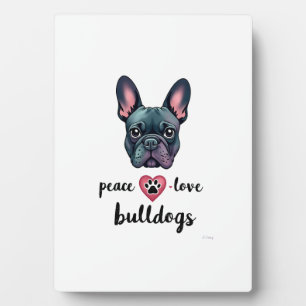 Frieden Liebe Bulldoggen Vintage Galaxy Französisc Fotoplatte