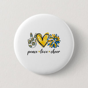 Frieden Liebe Cheerleading Blau Gelb  Button