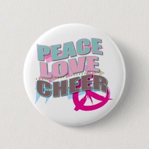 Frieden, Liebe, Cheerleading Geschenke Button