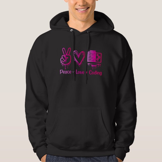 Frieden-Liebe-Coding! Entwicklerin Hoodie (Vorderseite)