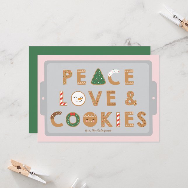 FRIEDEN, LIEBE & COOKIES FERIENKARTE KARTE (Vorderseite/Rückseite Beispiel)