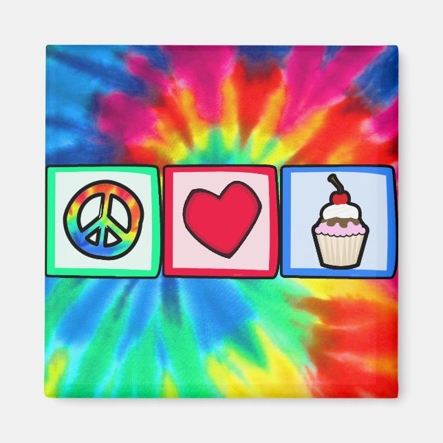 Frieden, Liebe, Cupcakes Magnet (Vorne)