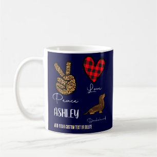 Frieden Liebe Dachshund Karo Süßer Hund Liebhaber  Kaffeetasse