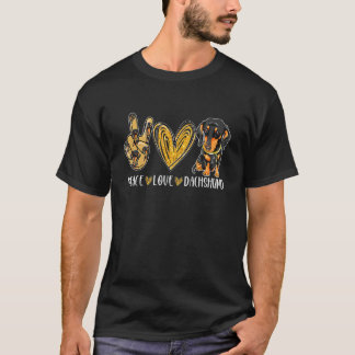 Frieden Liebe Dachshund Süßer Hund T-Shirt