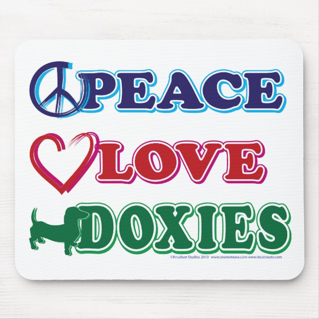 Frieden-Liebe-Dackeln Dachsund Mousepad (Vorne)
