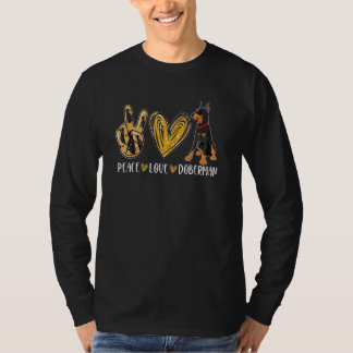 Frieden Liebe Dobermann Süßer Hund T-Shirt