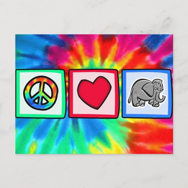 Frieden, Liebe, Elefanten Postkarte (Vorderseite)