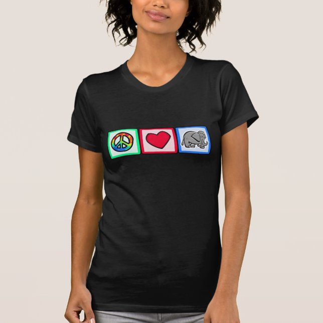 Frieden, Liebe, Elefanten T-Shirt (Vorderseite)