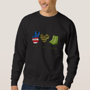 Frieden Liebe Erinnern Kampfstiefel USA-Flagge Vet Sweatshirt