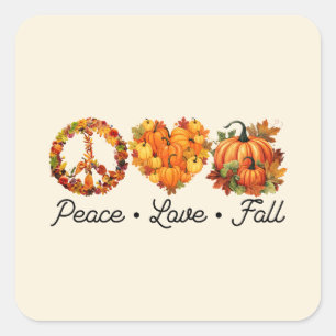 Frieden, Liebe, Fall - Pumpkins Quadratischer Aufkleber