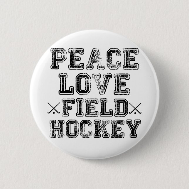 Frieden, Liebe, Feld-Hockey Button (Vorderseite)