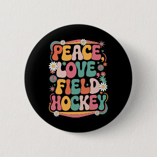 Frieden Liebe Feldhockey 70er Hippie Retro Feldhoc Button