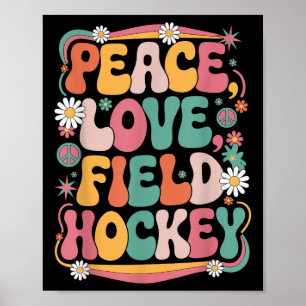 Frieden Liebe Feldhockey 70er Hippie Retro Feldhoc Poster
