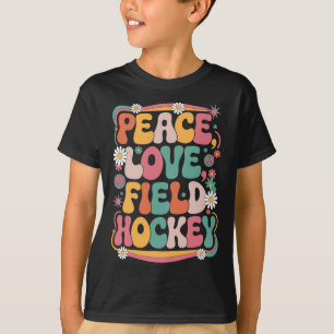 Frieden Liebe Feldhockey 70er Hippie Retro Feldhoc T-Shirt