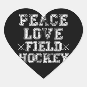 Frieden, Liebe, Feldhockey Herz-Aufkleber
