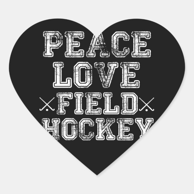 Frieden, Liebe, Feldhockey Herz-Aufkleber (Vorderseite)