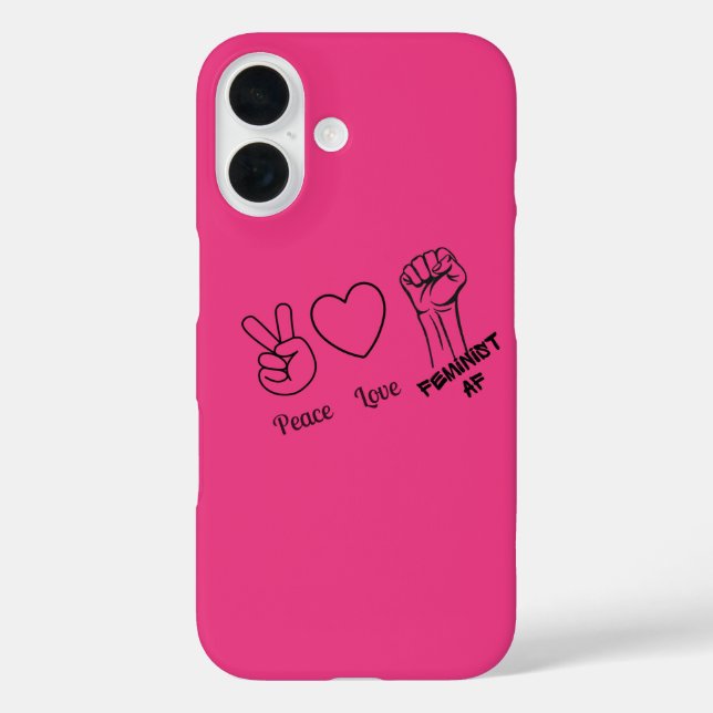 Frieden, Liebe, feministischer AF iPhone 16 Hülle (Rückseite)