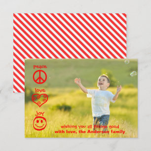 Frieden, Liebe, Freude - 3x5 Weihnachtskarte Einladung