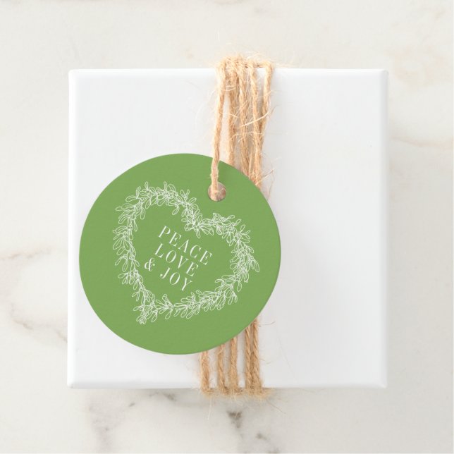 Frieden, Liebe Freude grün mistletofen Weihnachtsg Geschenkanhänger (Beispiel)