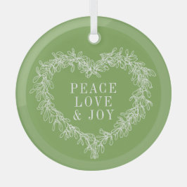 Frieden, Liebe Freude grün mistletofen Weihnachtsg Ornament Aus Glas