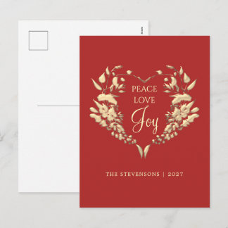 Frieden Liebe Freude Rot Gold Florales Weihnachten